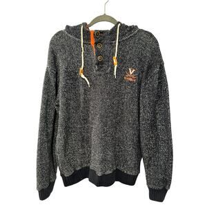 University of Virginia Cavaliers L Knit Hoodie Sweater COTTON Pullover Navy Blue